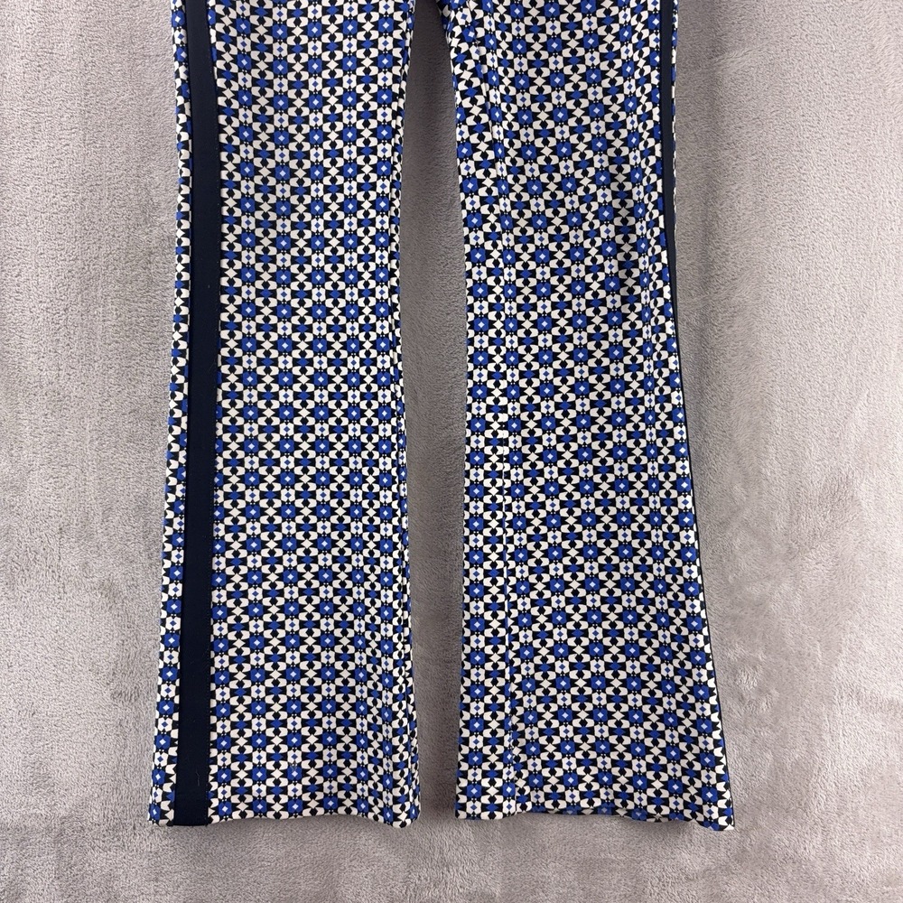 Anthropologie Maeve Flare Disco Pants Womens Size XS White Blue Geometric‎ - Picture 4 of 8